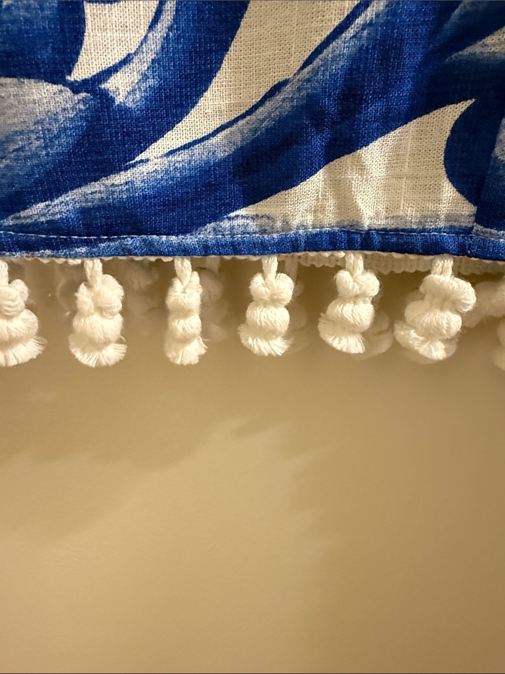 Blue & White Sleeveless Tassel Hem Shift Dress - Picture 5 of 7